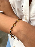 Pulseira Lais Cristais Mix Marrom E Mini Gotas Penduradas 16cm