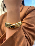 Bracelete Largo Ondulado Dourado