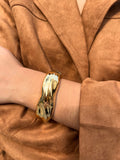 Bracelete Largo Ondulado Dourado