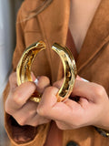 Bracelete Largo Ondulado Dourado