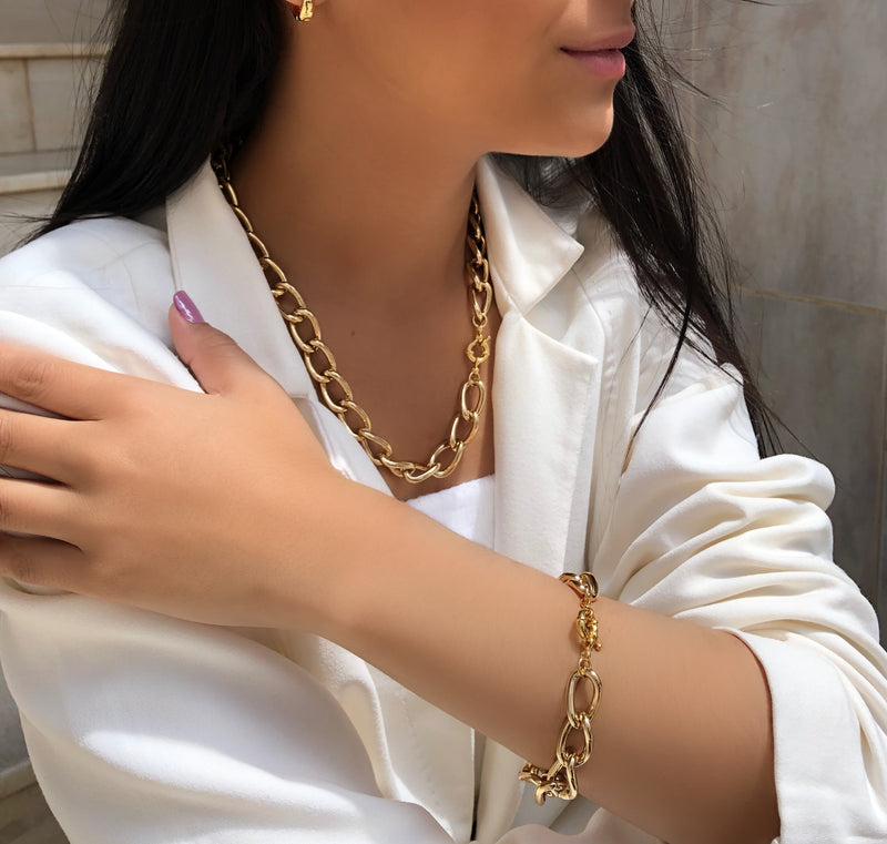 Colar Patrícia Corrente Elos Grumê Grande 50cm