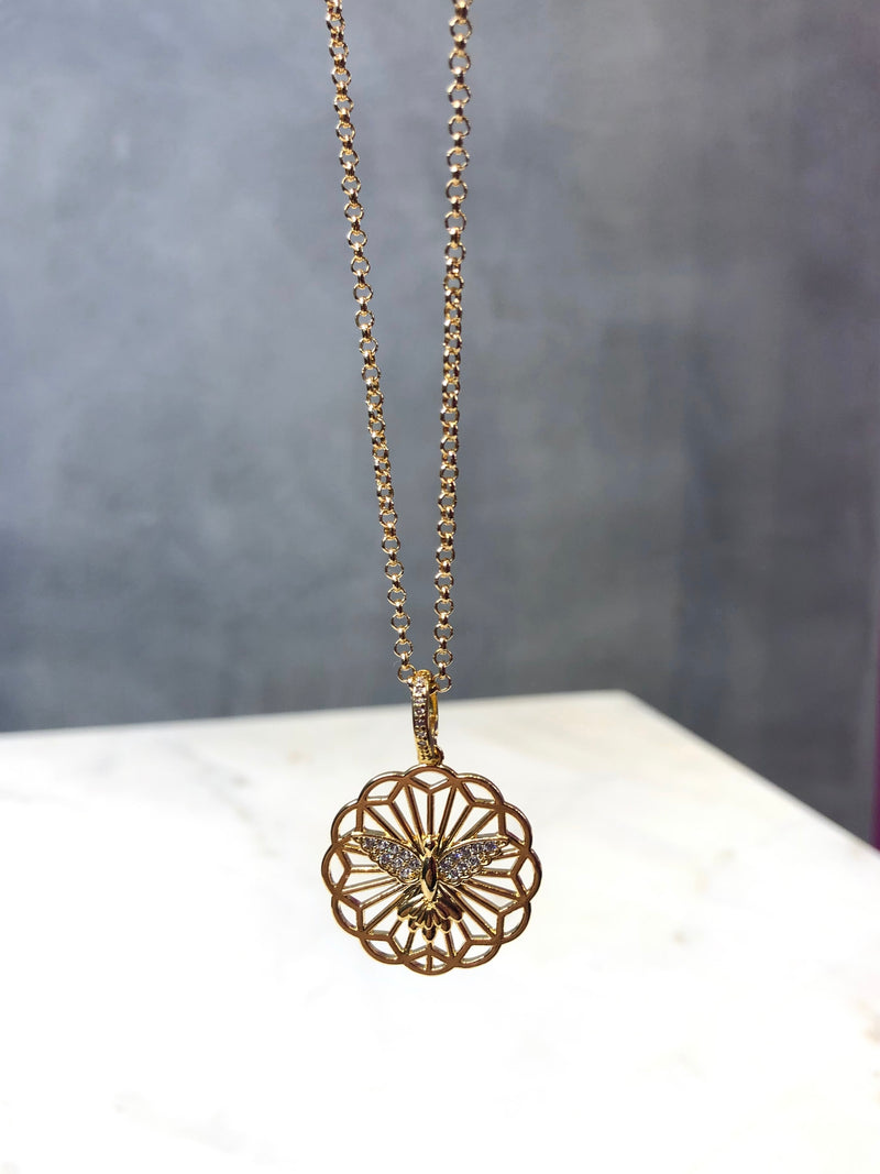 Colar Corrente Mini Portuguesa Medalha Divino Cravejado 45cm