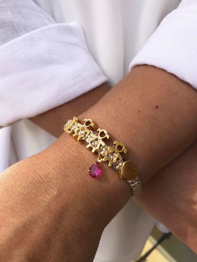 Pulseira Pingente 3 Filhos + 1 Pingente De Letra