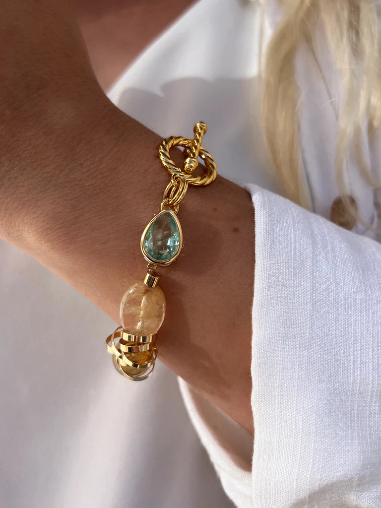 Conjunto Diana Água Marinha Com Pulseira