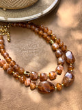 Mix De Dois Colares Amalfi E Capri Pedras Orgânicas Camel 45cm