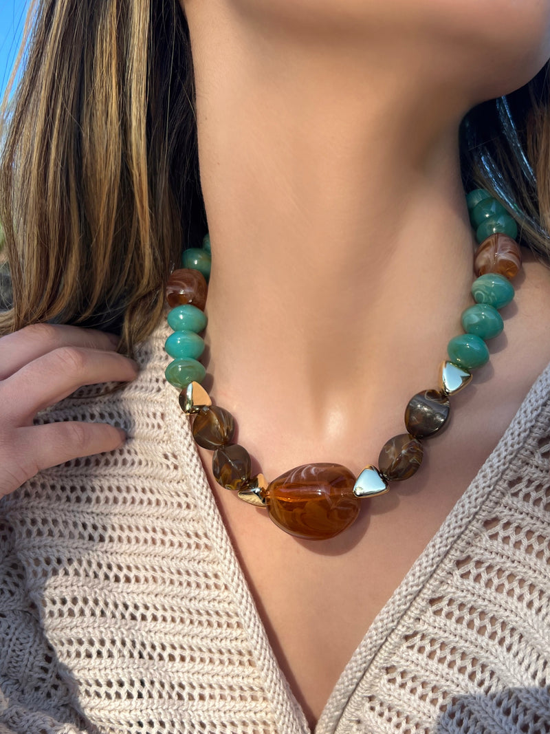 Colar Amalfi Pedras Orgânicas Colors 45cm