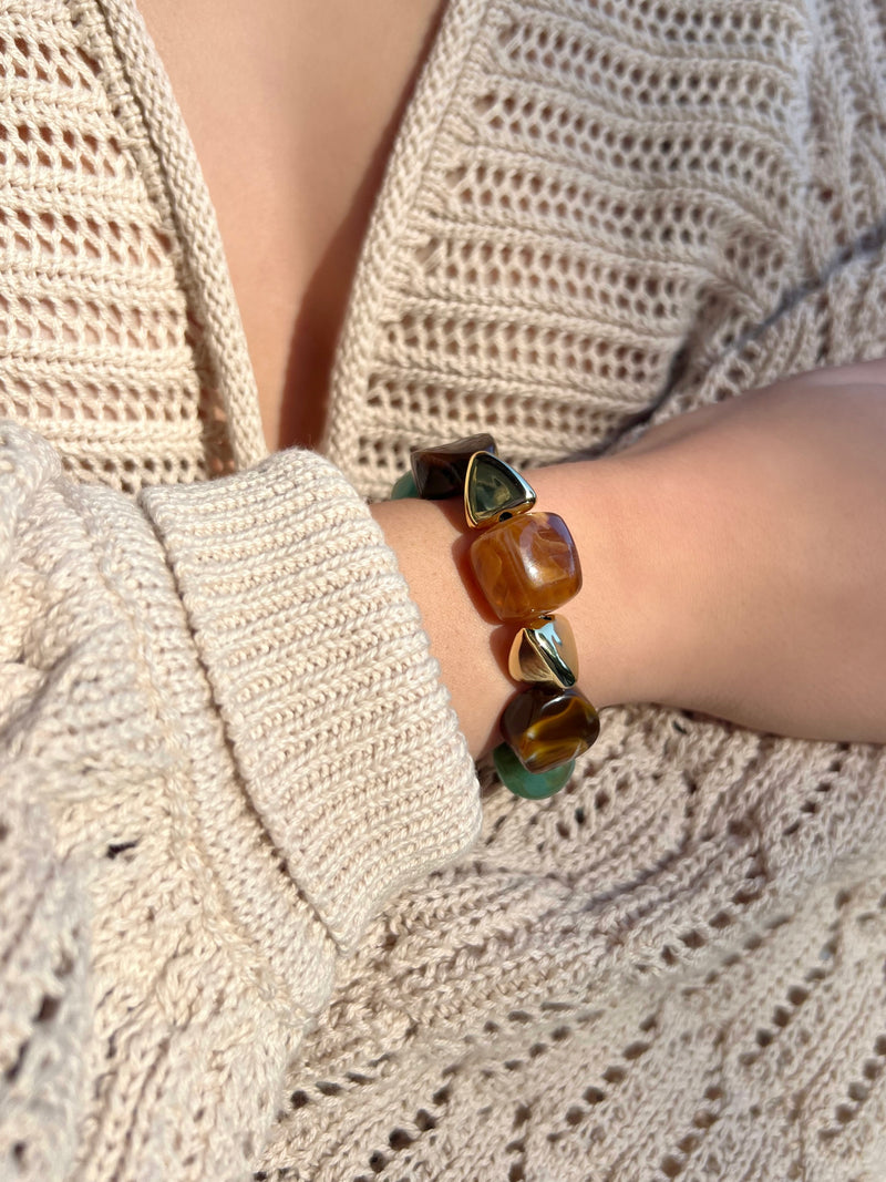 Pulseira Pedras Orgânicas Colors 18cm