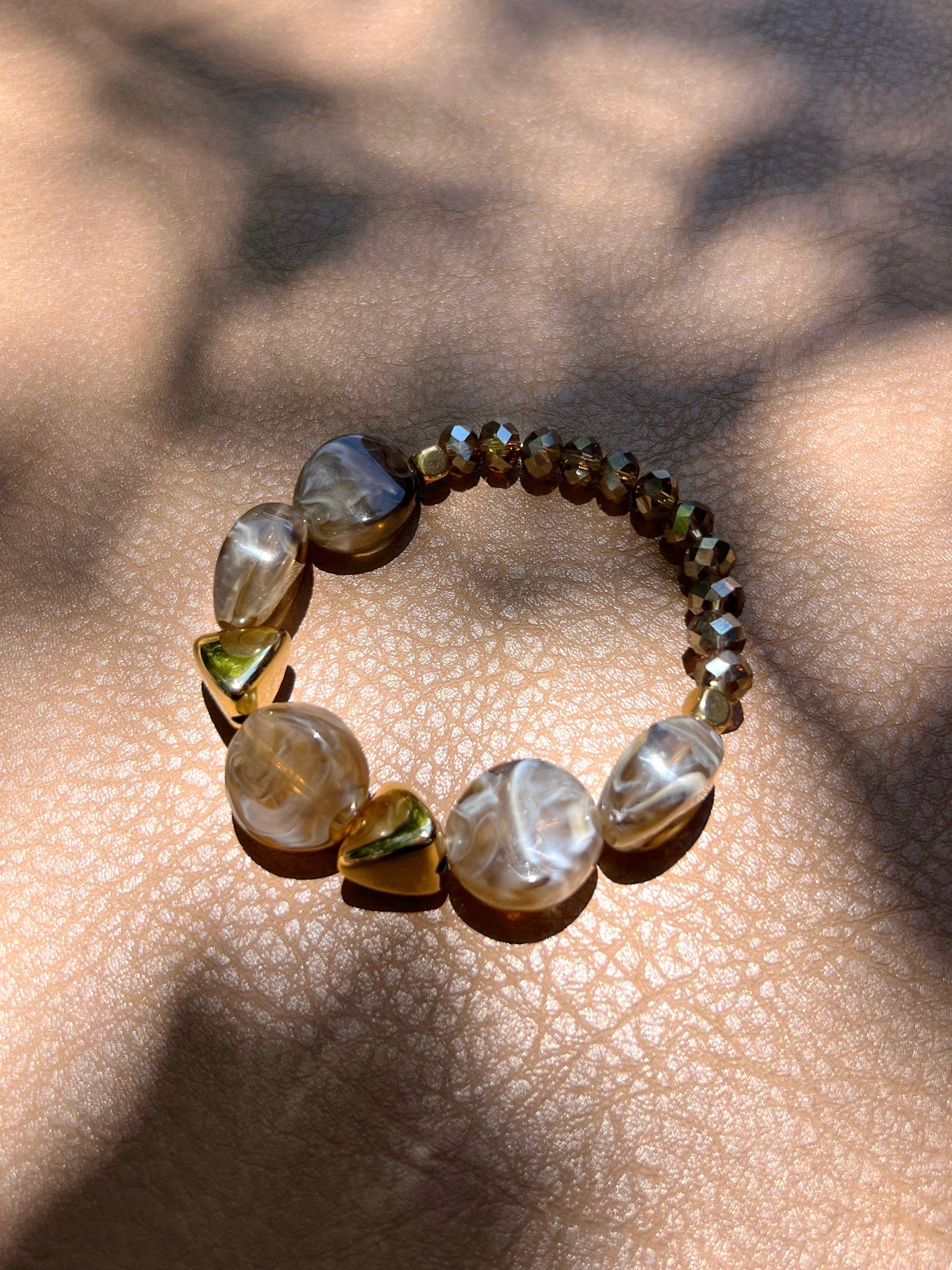 Pulseira Pedras Orgânicas Cor Marrom Café 18cm