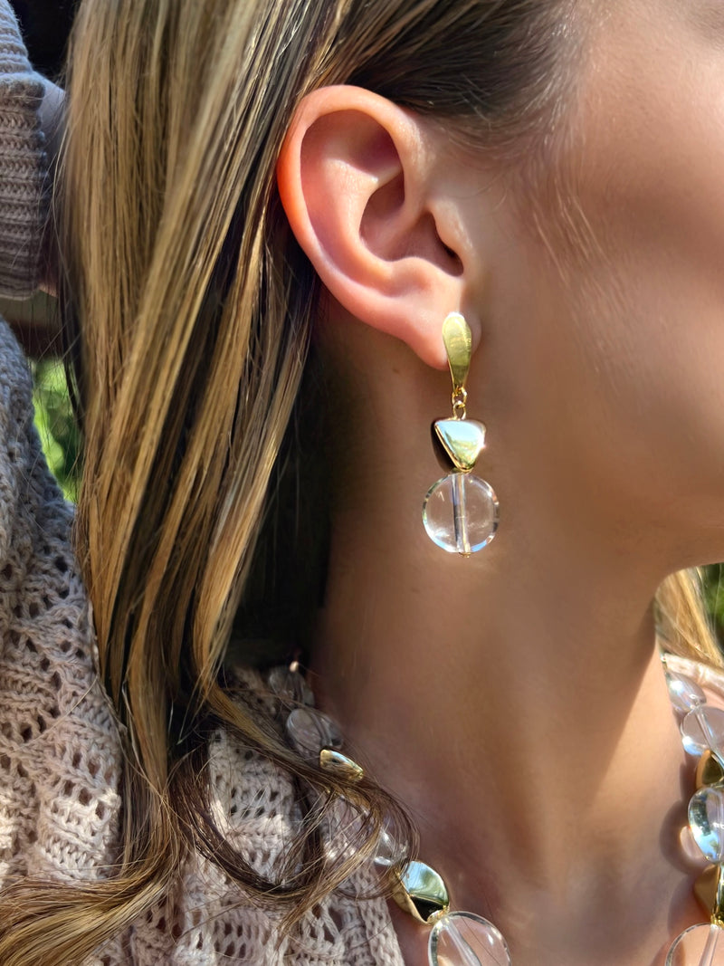 Brinco Pedras Acrílicas Transparentes