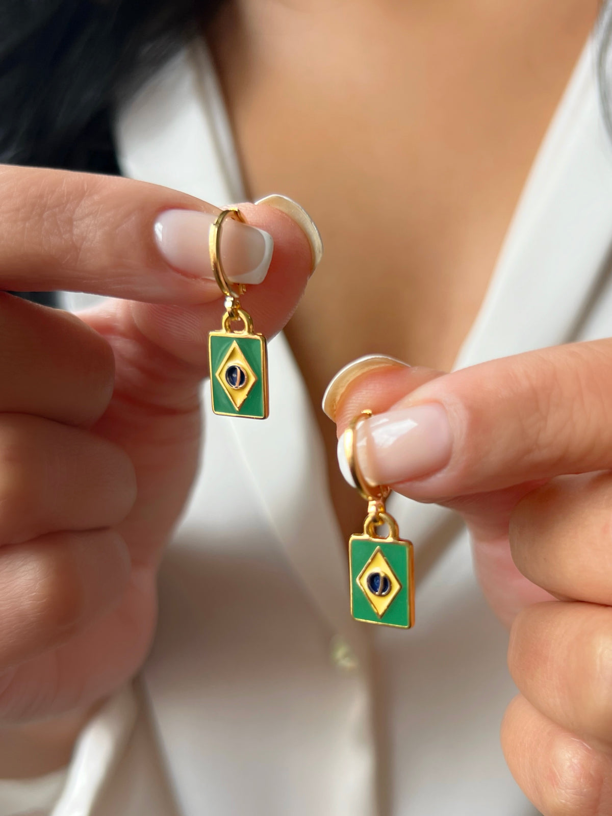 Brinco Argola Com Bandeira Brasil