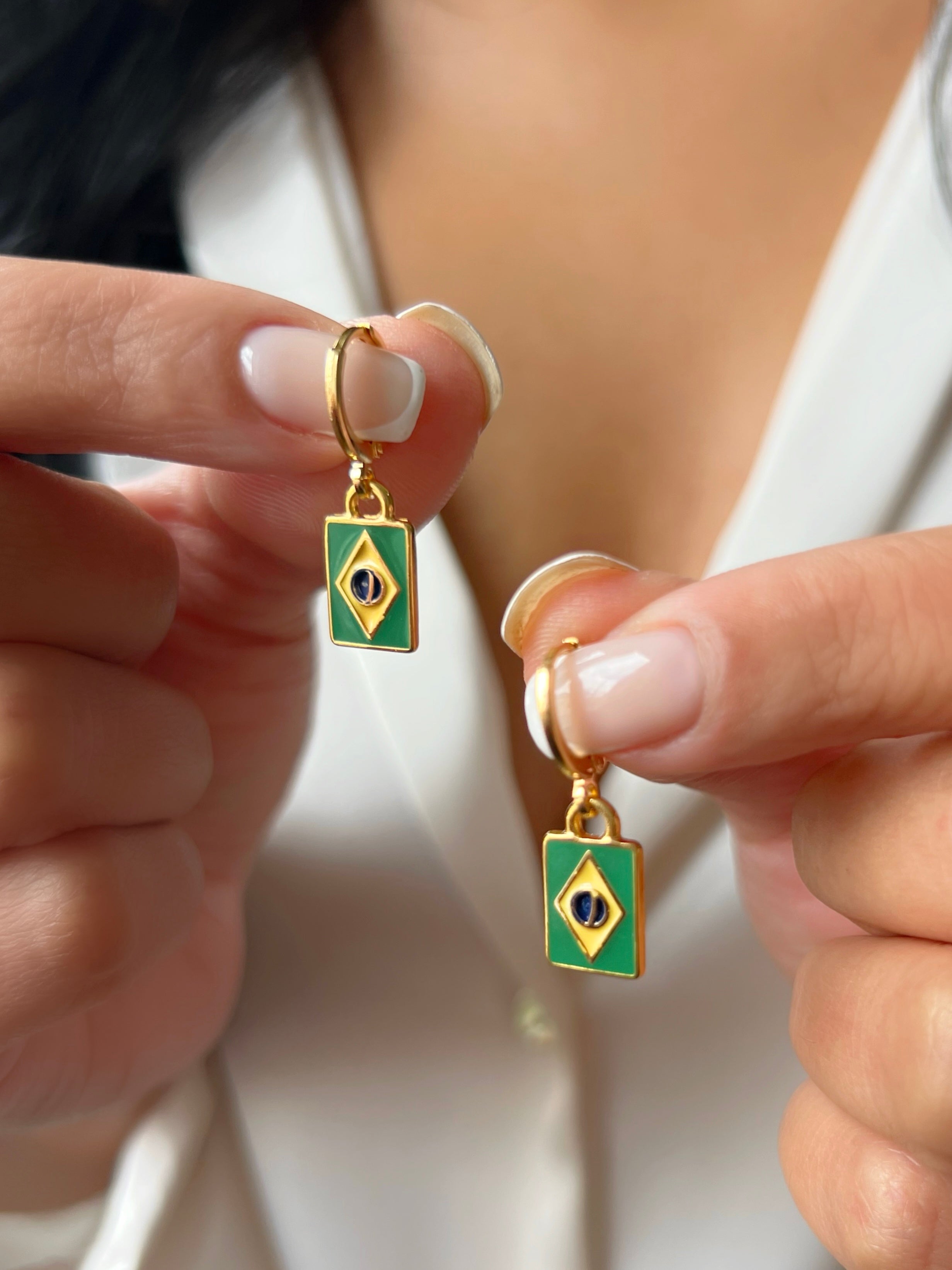 Brinco Argola Com Bandeira Brasil