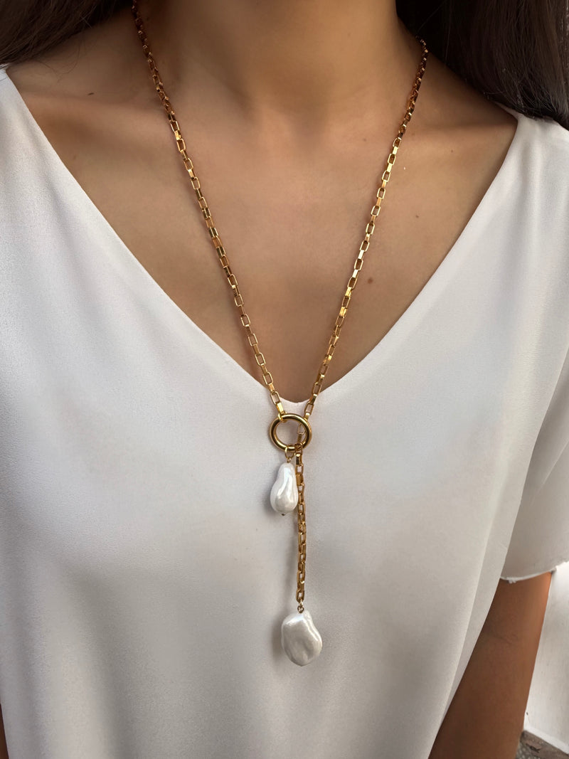 Gravata Com Pérola Shell 70cm