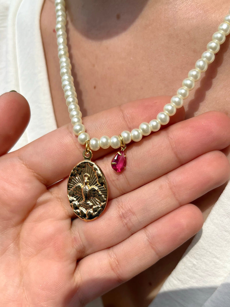 Colar Perola Com Pingente Divino