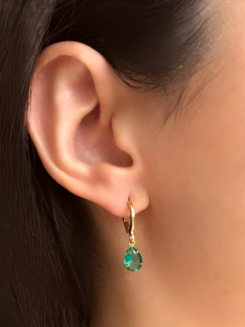 Par De Brinco Argola E Gotinha Cor Turmalina