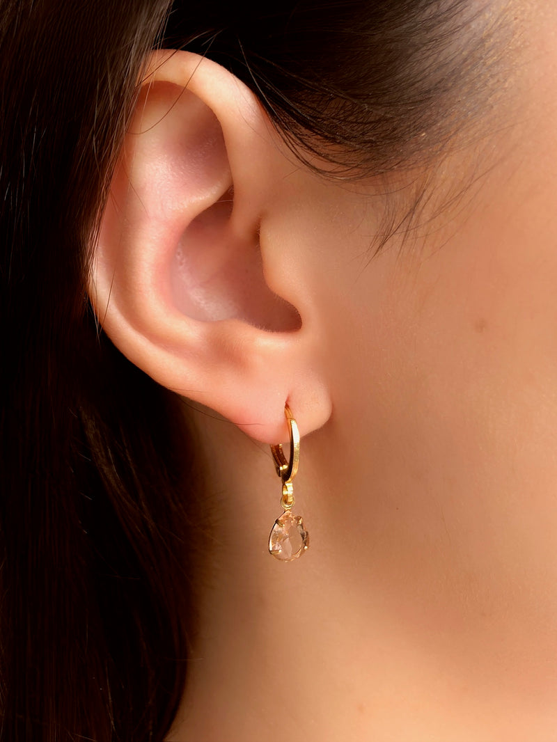 Par De Brinco Argola E Gotinha Cor Morganita