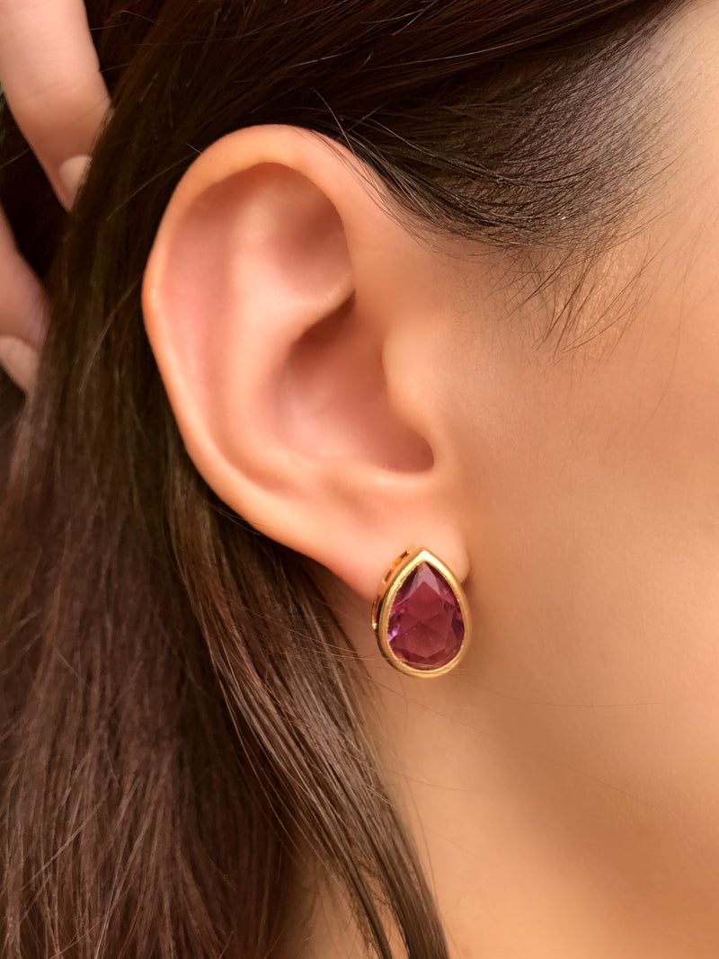 Par De Brincos Diana Gota Cristal Lapidada Cor Ametista