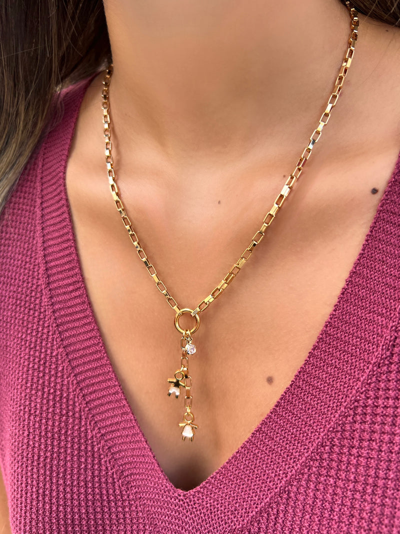 Gravata 2 FILHOS Corrente Elos Fino 45cm