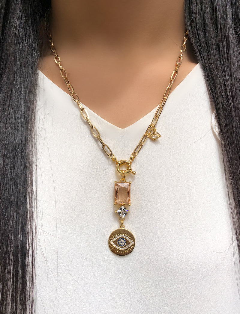 Gravata Bella Baguete Morganita E Olho Grego