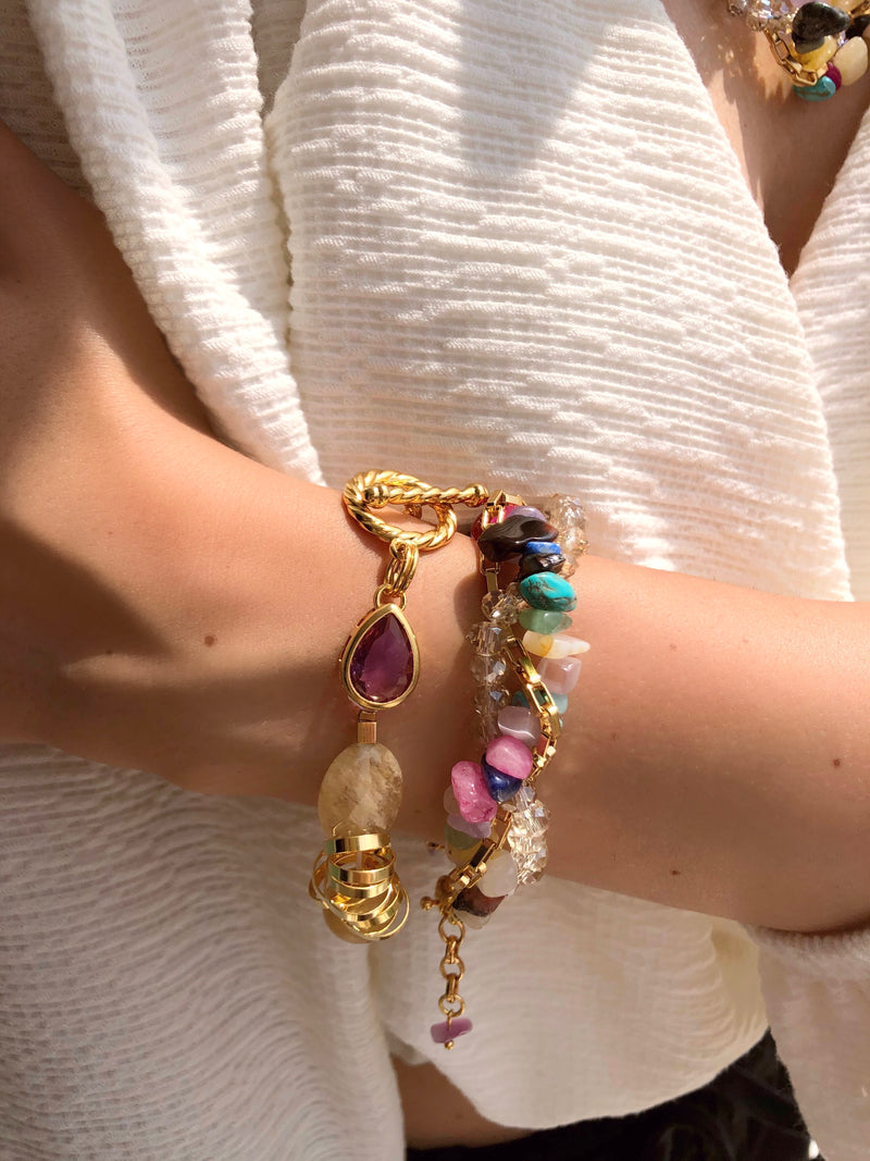 Mix De Pulseiras Rebeca Cascalhos Coloridos