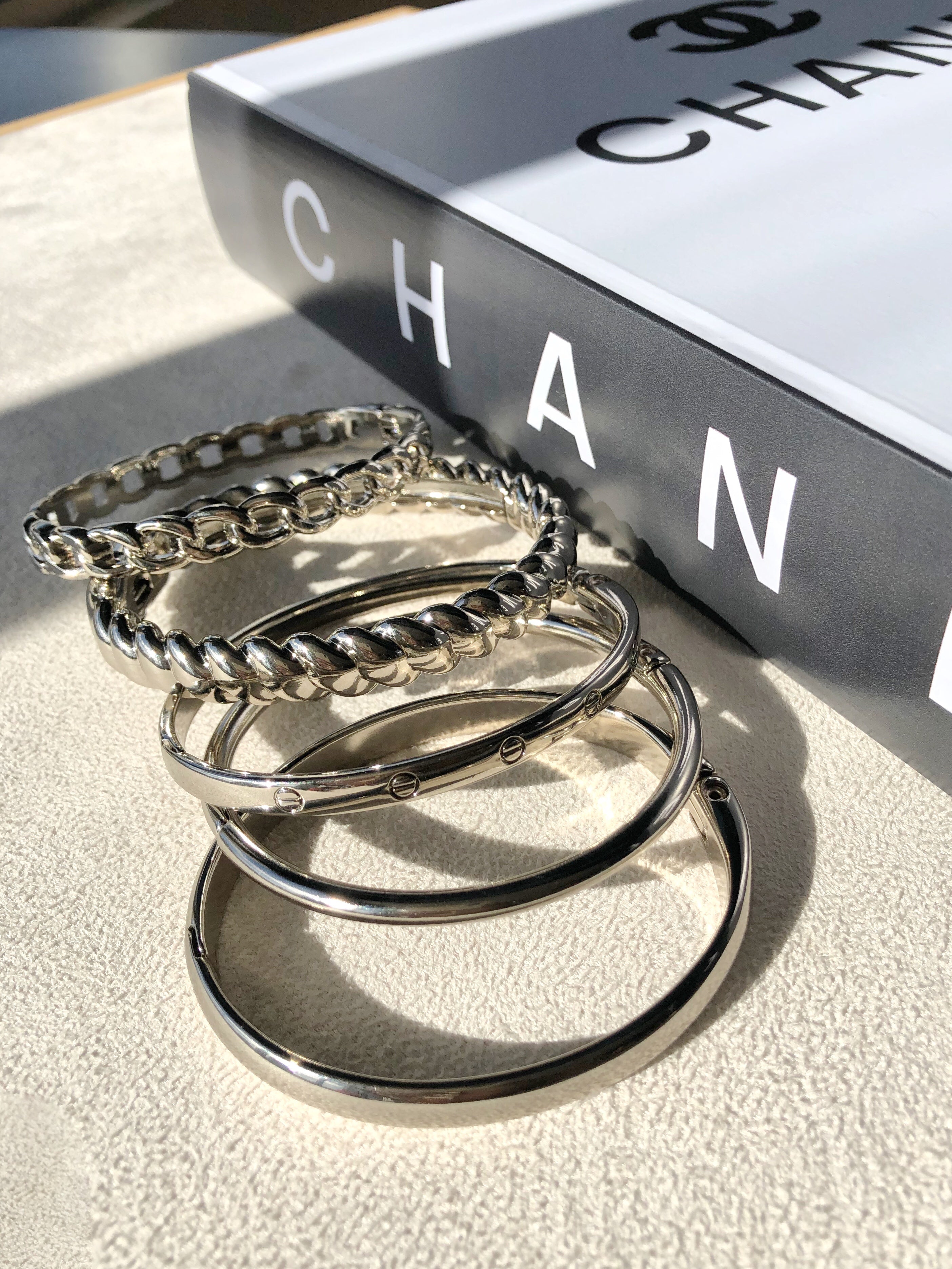 Bracelete Elos Grumê Fino Ródio Branco 17cm