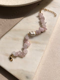 Pulseira Manuela Cascalho Quartzo Rosa E Pérola Barroca Shell