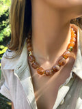 Colar Capri Pedras Acrílicas Cor Camel 45cm