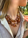 Mix De Dois Colares Amalfi E Capri Pedras Orgânicas Camel 45cm