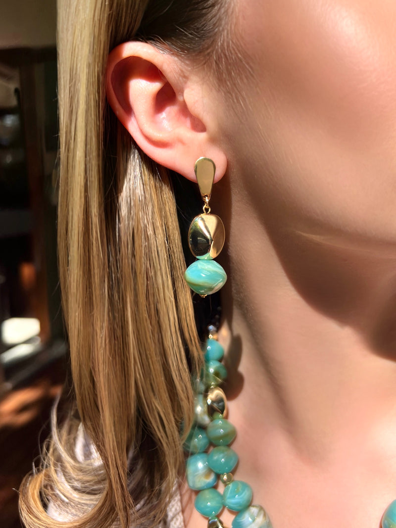 Brinco Pedras Acrílicas Cor Verde Pacífico