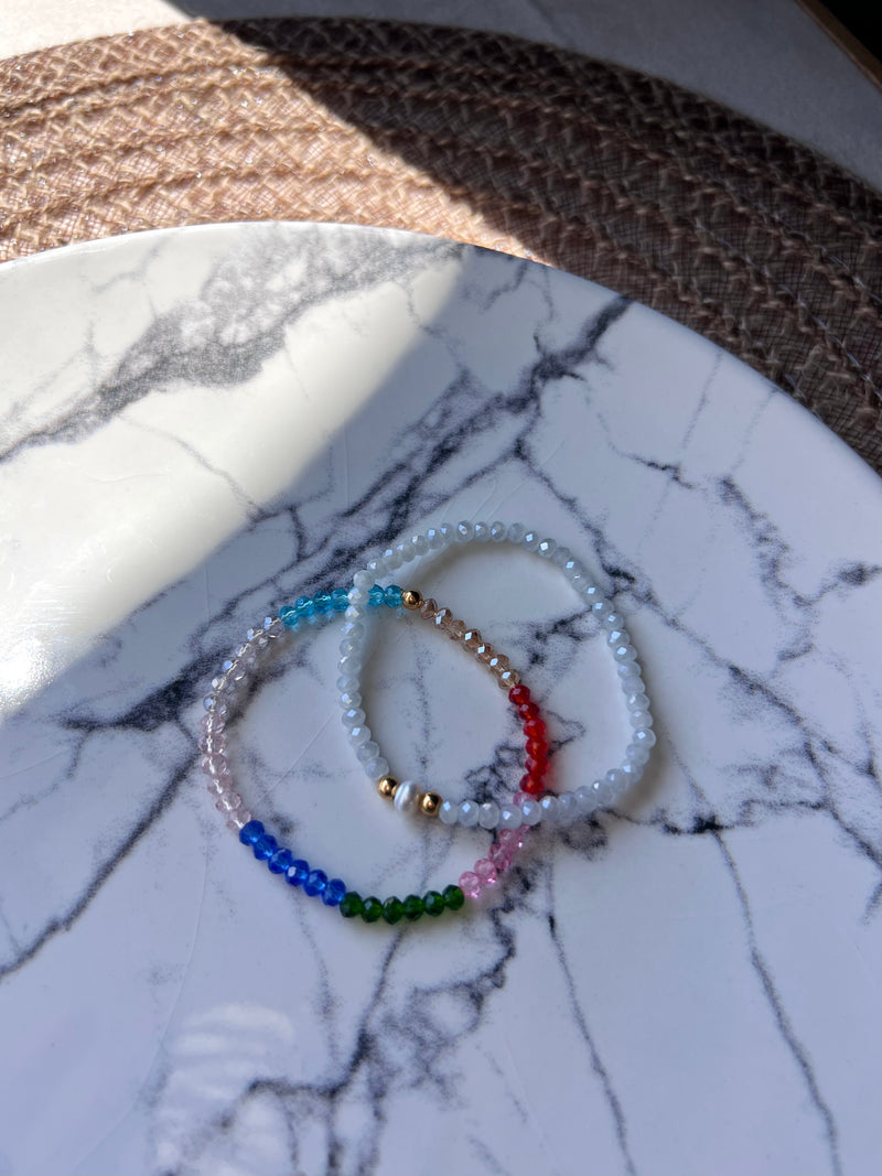 Última Peça!!!! Duo De Pulseiras Cristais Coloridos
