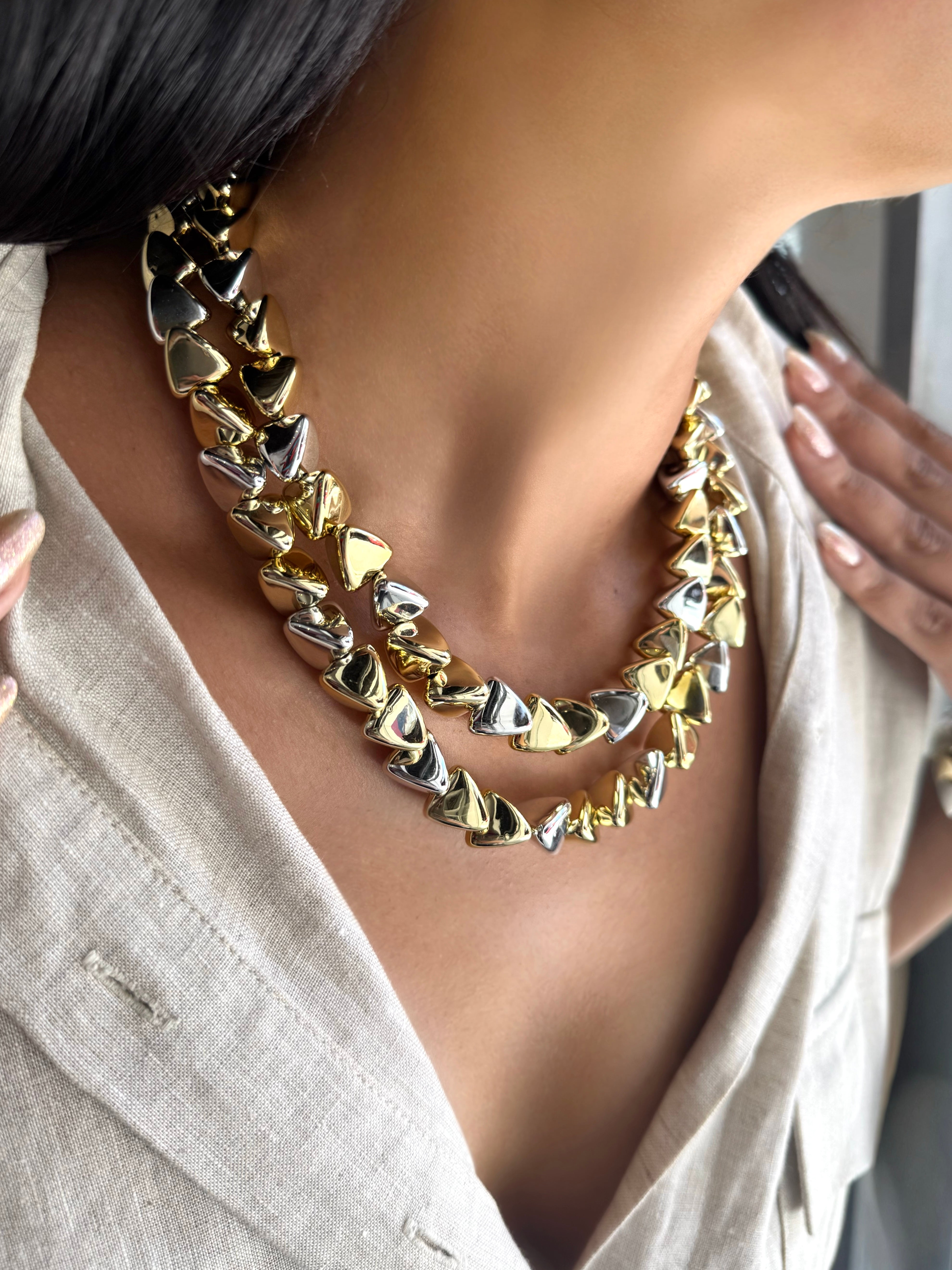 Mix De Dois Colares Triângulo Duo Banho