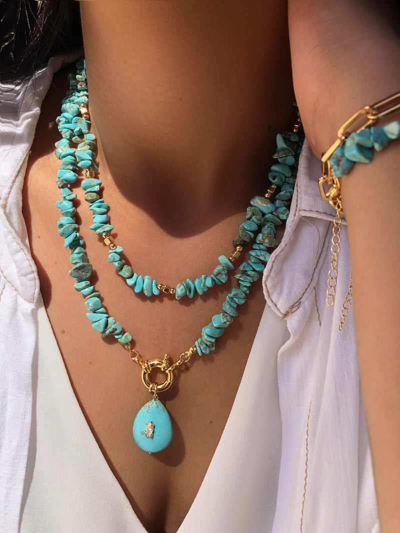 Mix De Colares Cascalho Turquesa