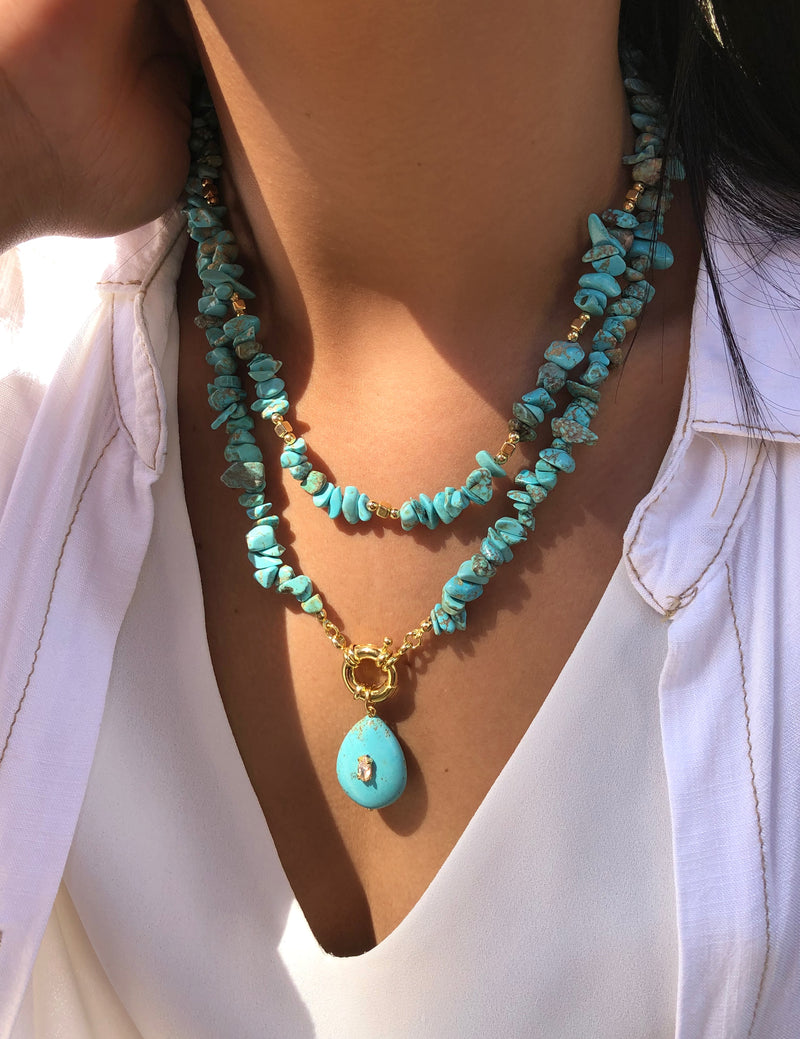 Mix De Colares Cascalho Turquesa