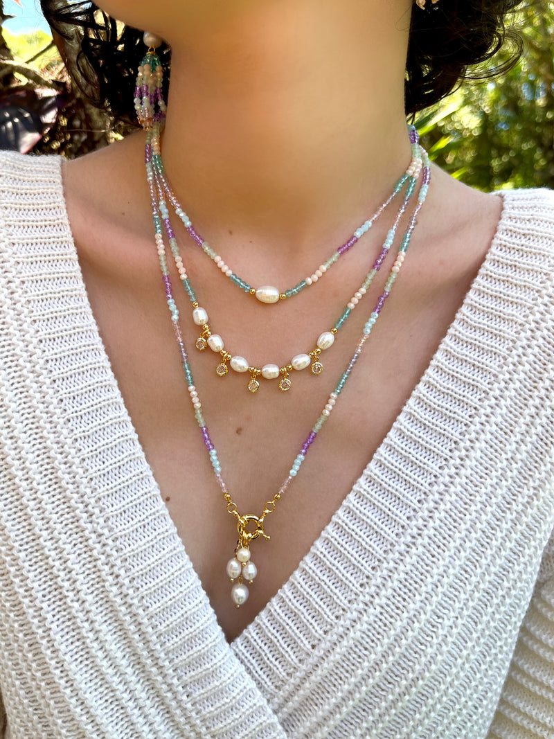 Mix De Colares Algodão Doce E Pérolas