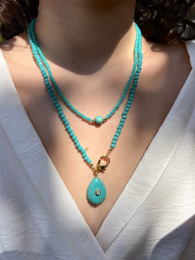 Mix De Colares Cristais Turquesa