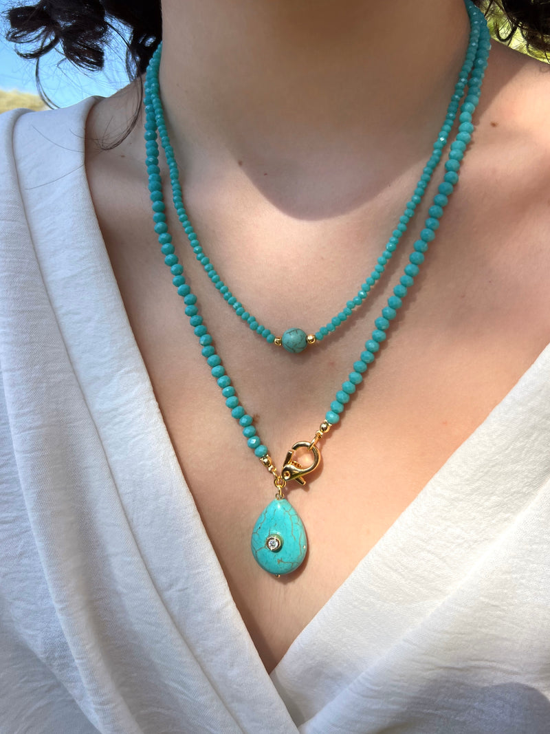 Mix De Colares Cristais Turquesa