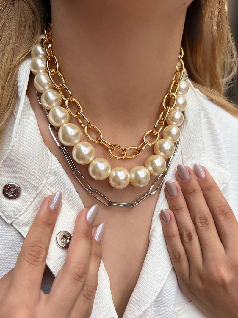 Mix De Colares De Pérolas E Correntes