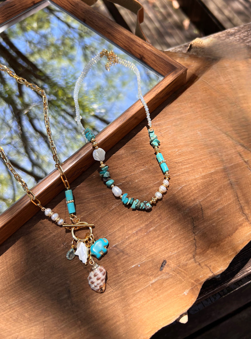 Mix De Colares Maite Turquesas E Concha