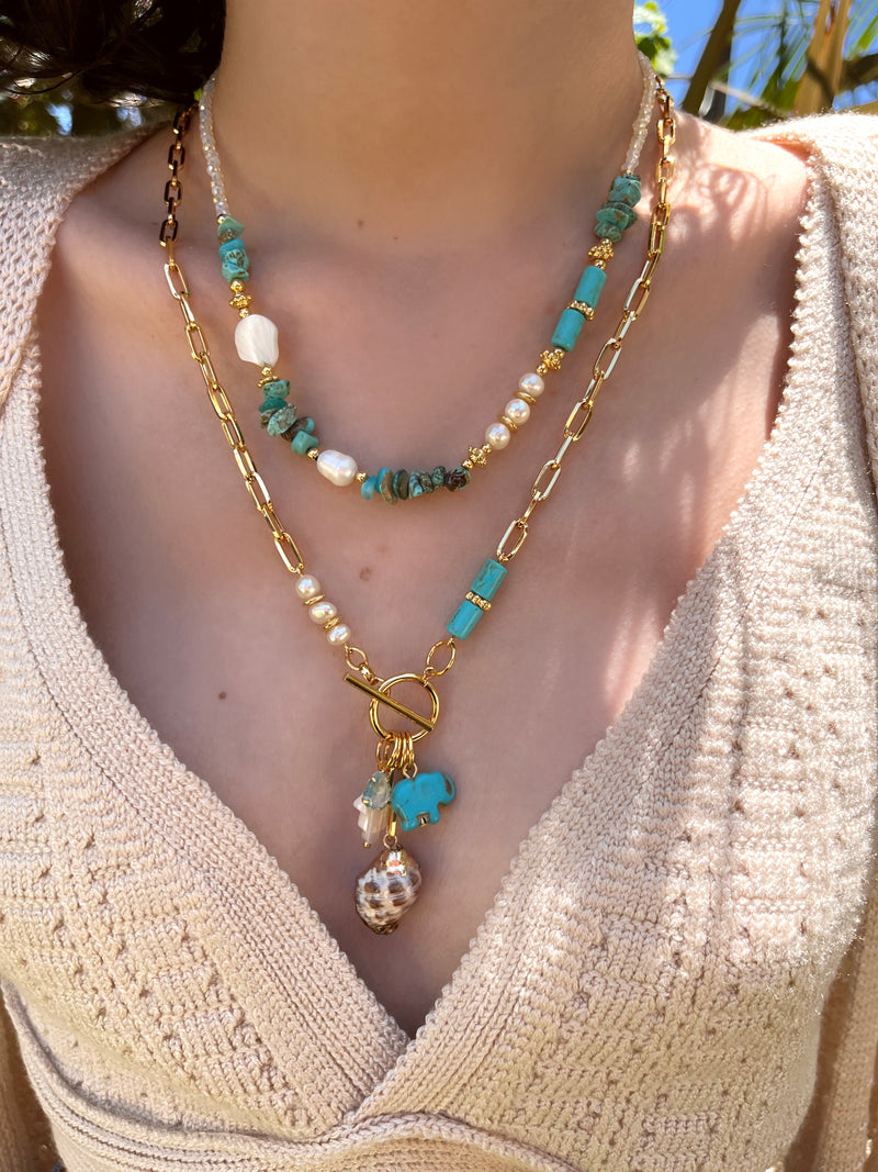 Mix De Colares Maite Turquesas E Concha
