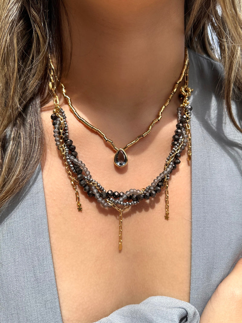 Mix De Colares Rebeca E Diana Cristais Grafite