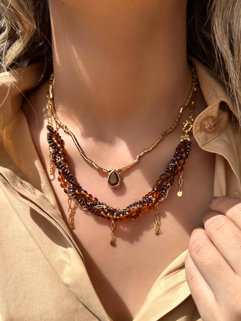 Mix De Colares Rebeca E Diana Tons Marrom