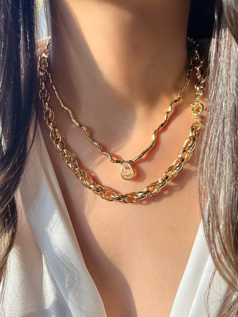 Mix De Dois Colares Diana e Corrente Oval Torcida