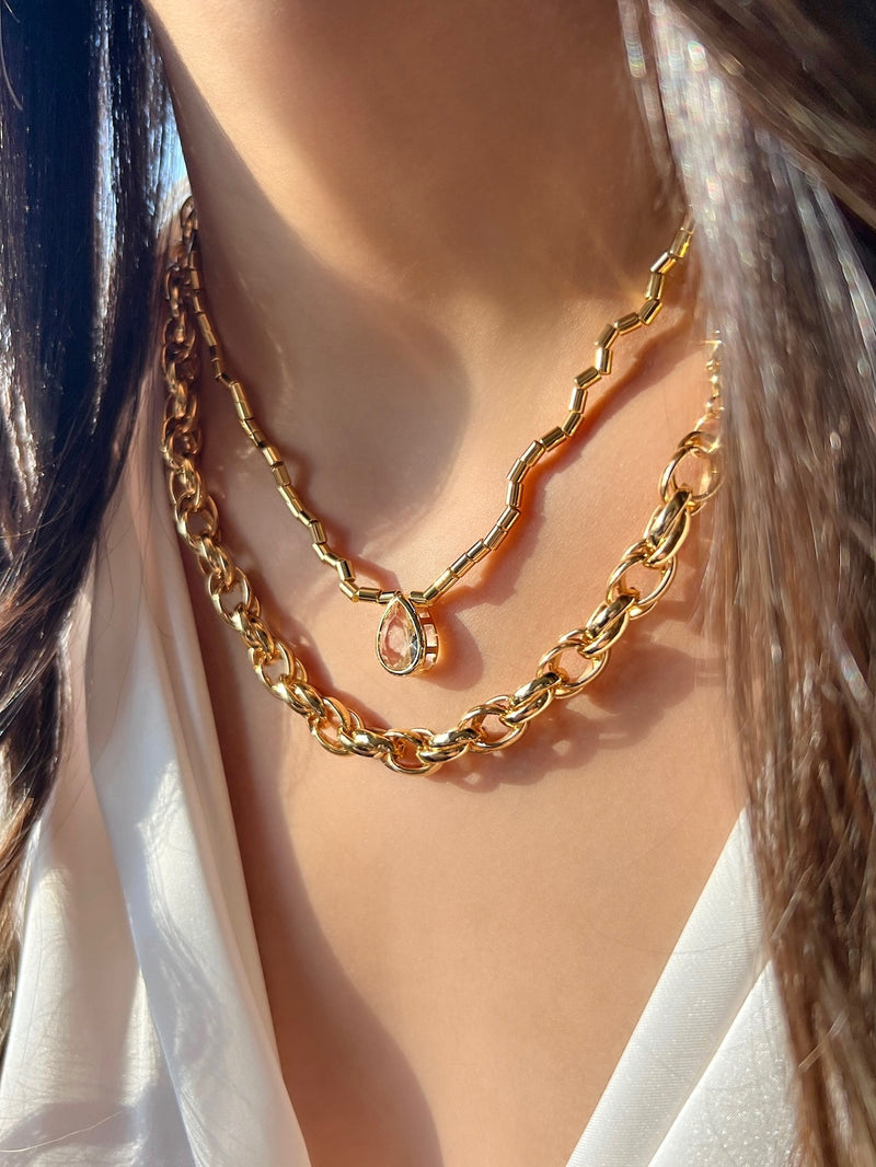 Mix De Dois Colares Diana e Corrente Oval Torcida