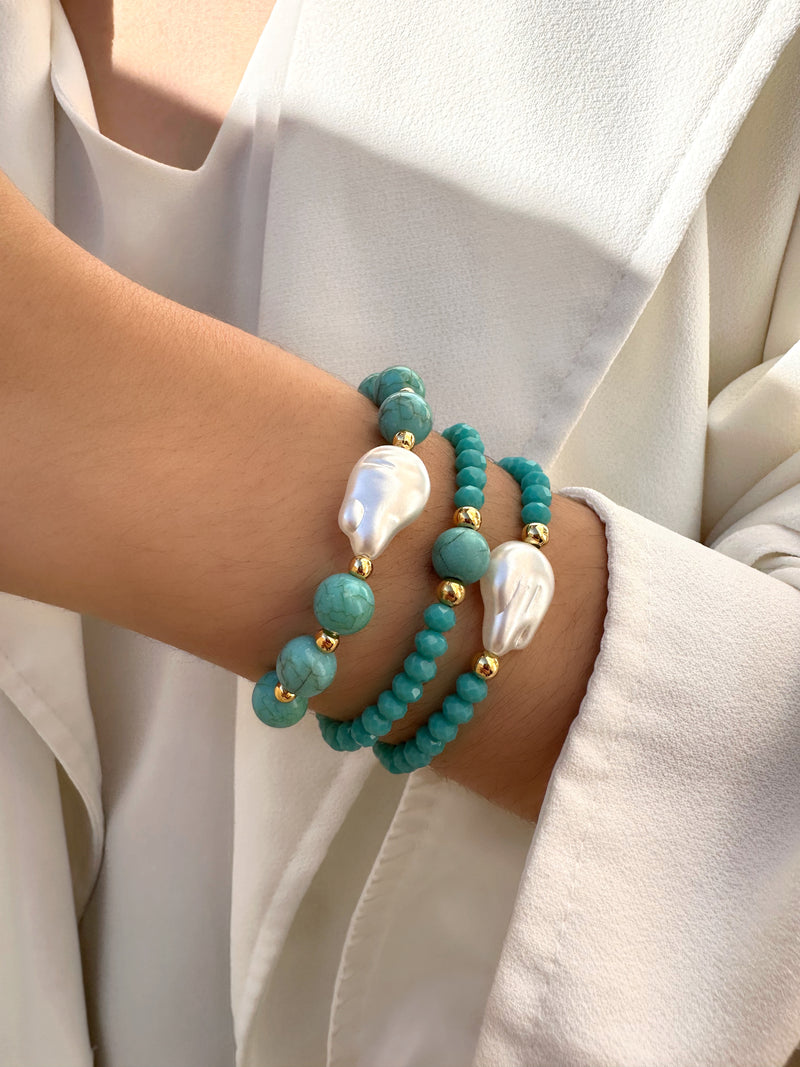 Mix de Pulseiras Turquesa Acrílica