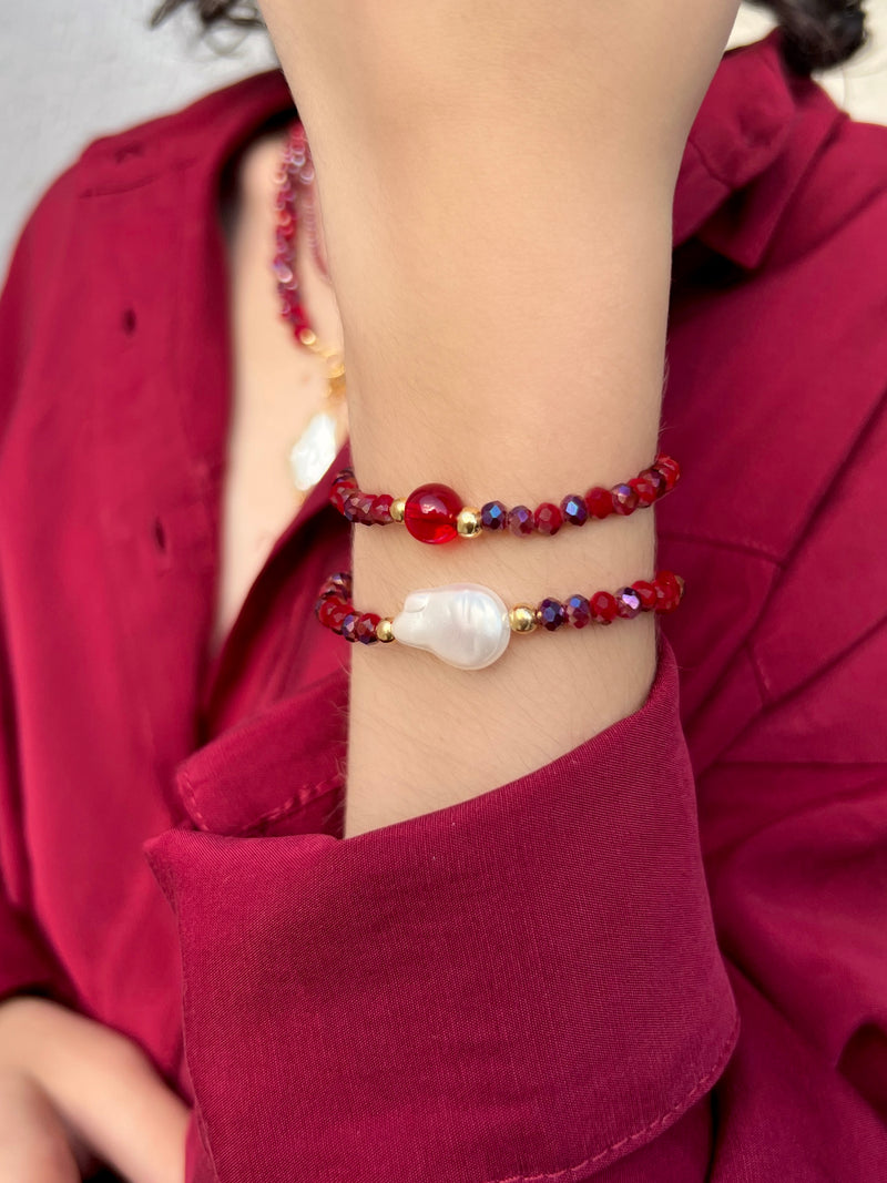 Mix de Pulseiras Vermelho Cherry