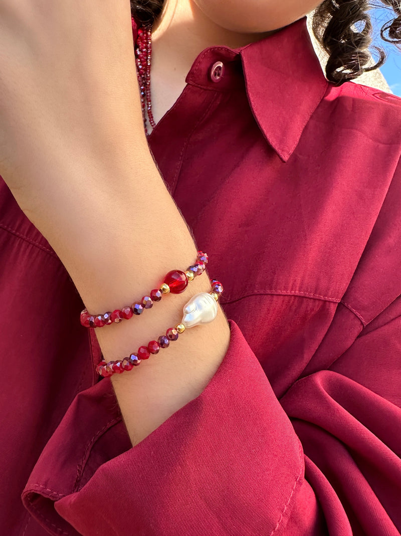 Mix de Pulseiras Vermelho Cherry