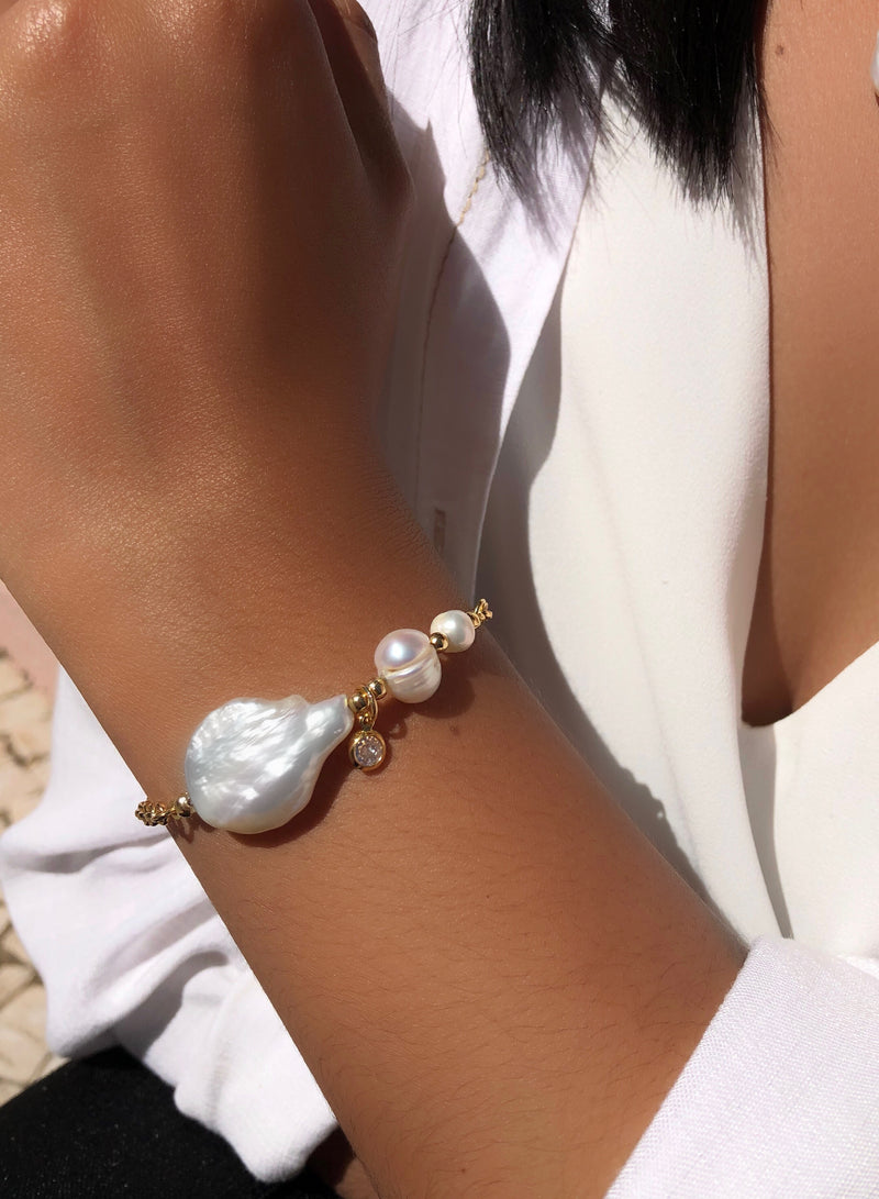 Pulseira De Pérola Barroca 16cm