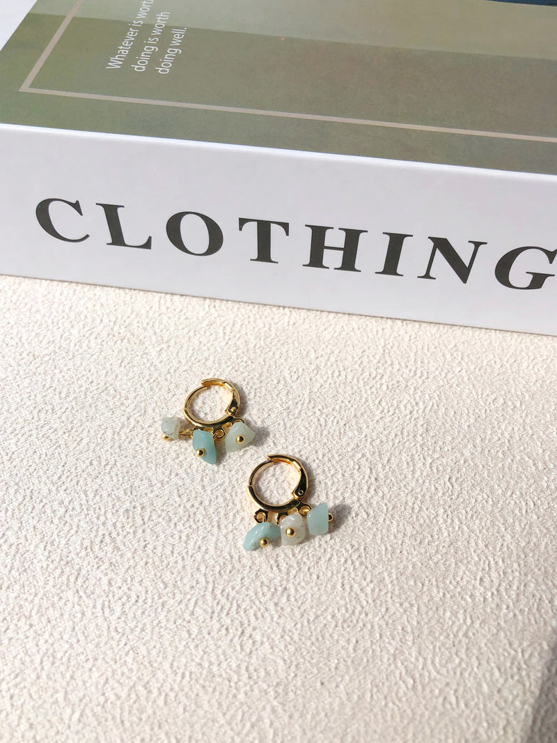 Par De Brincos Argola Trio Cascalho Amazonita
