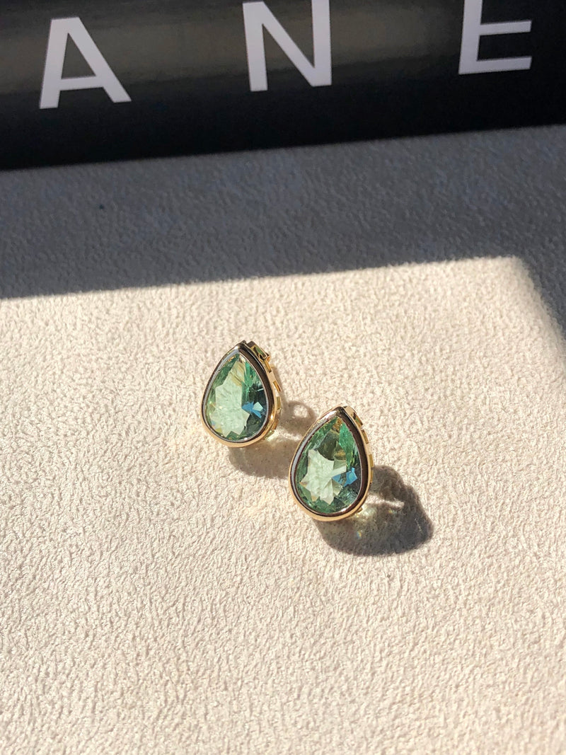 Par De Brincos Diana Gota Cristal Lapidada Cor Berilo