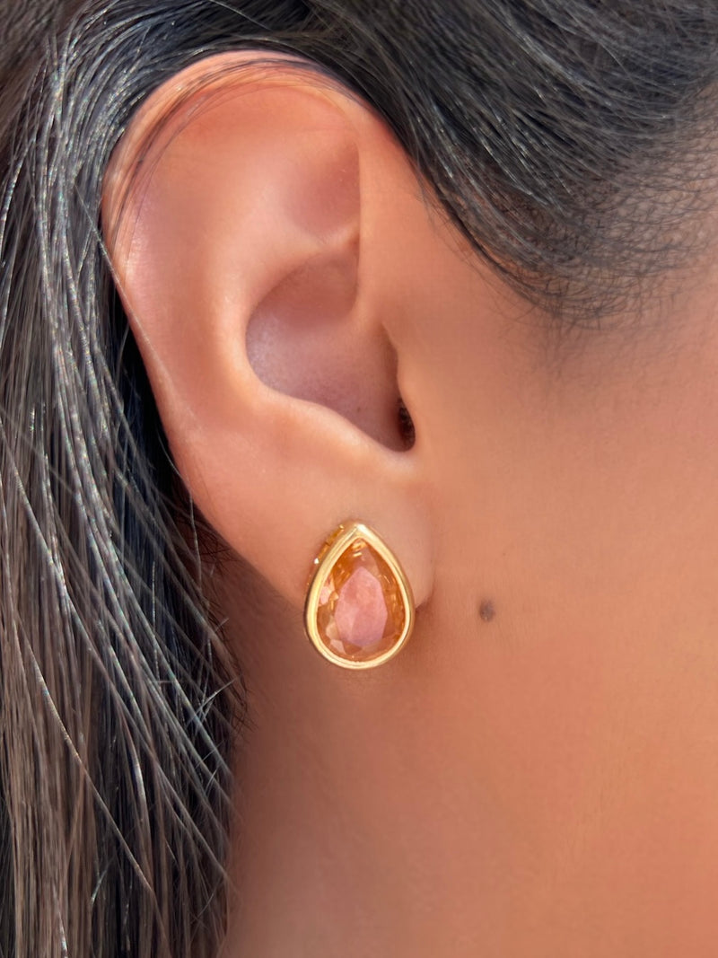 Par De Brincos Diana Gota Cristal Lapidada Cor Morganita