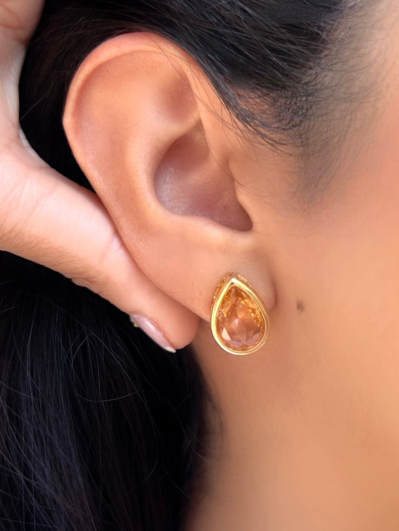 Par De Brincos Diana Gota Cristal Lapidada Cor Morganita